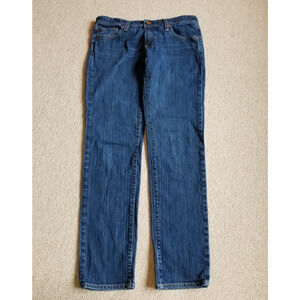 Womens Jeans-AG ADRIANO GOLDSCHMIED-blue denim "The Stilt Cigarette Leg Jean"-31